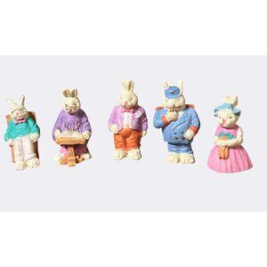 Miniature Easter Bunny Figurines In Various Outfits 2.5 Inches Tall Custom Lot